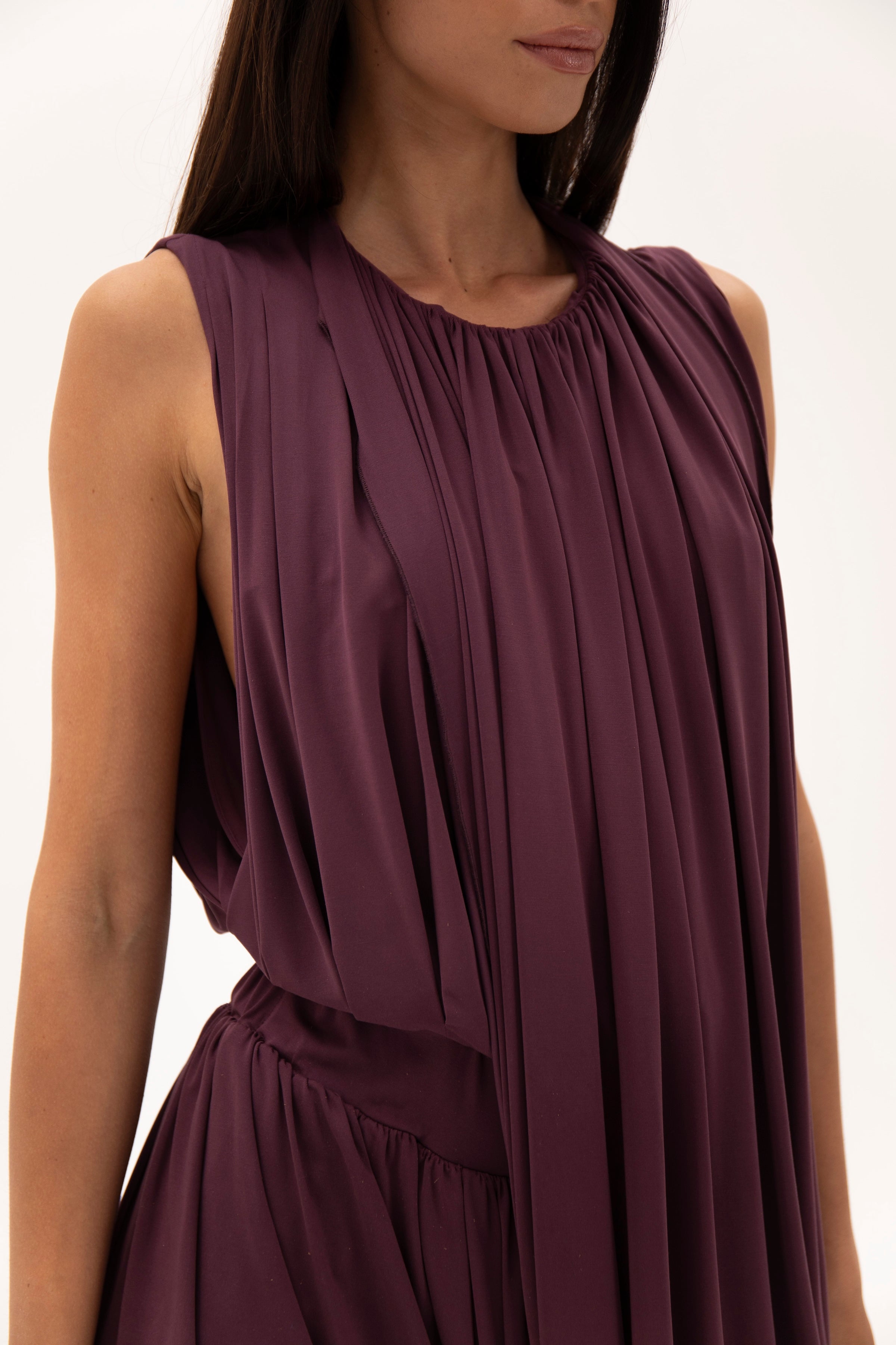 Gathered Hour Dress Plum