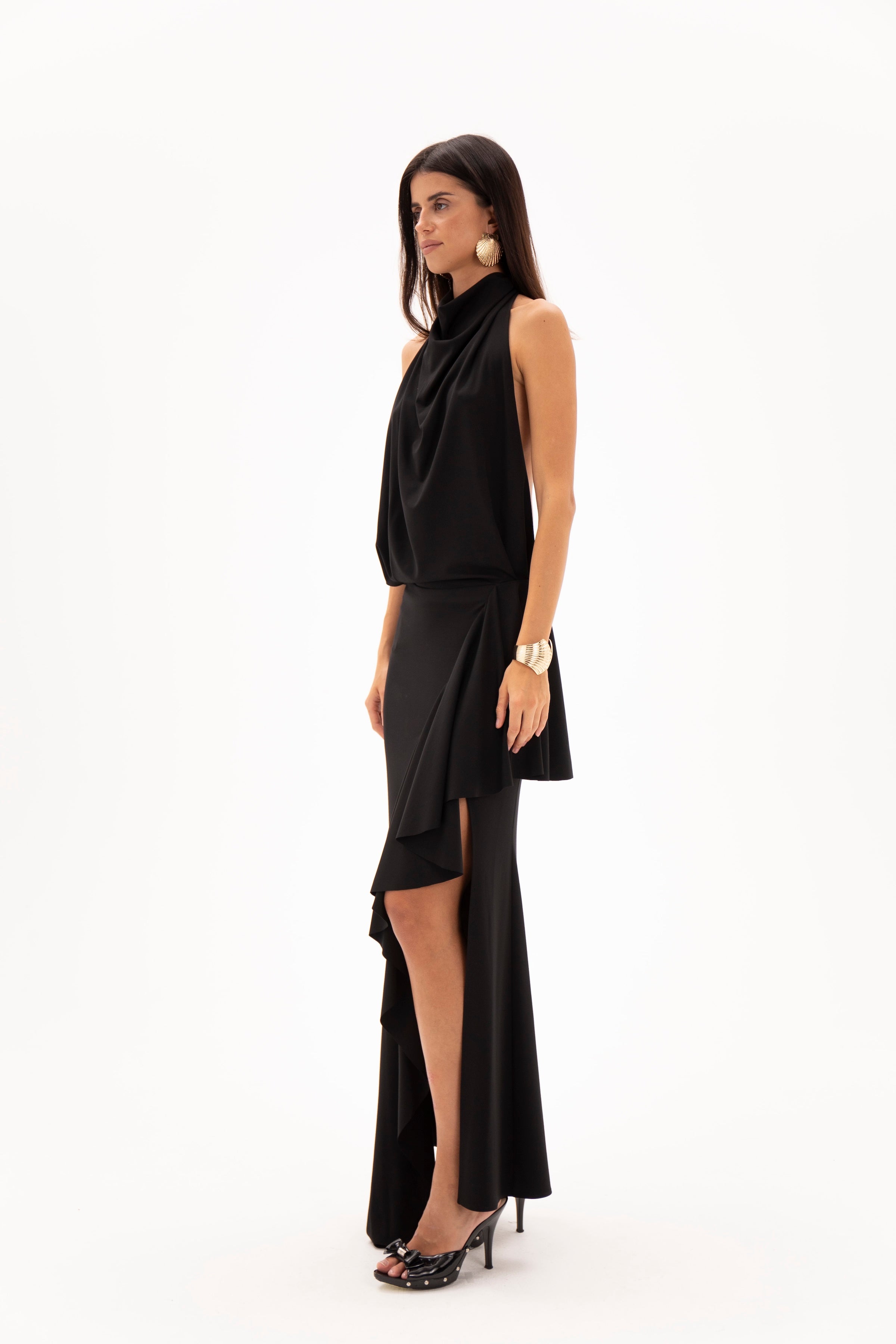 Open Back Hour Dress Black