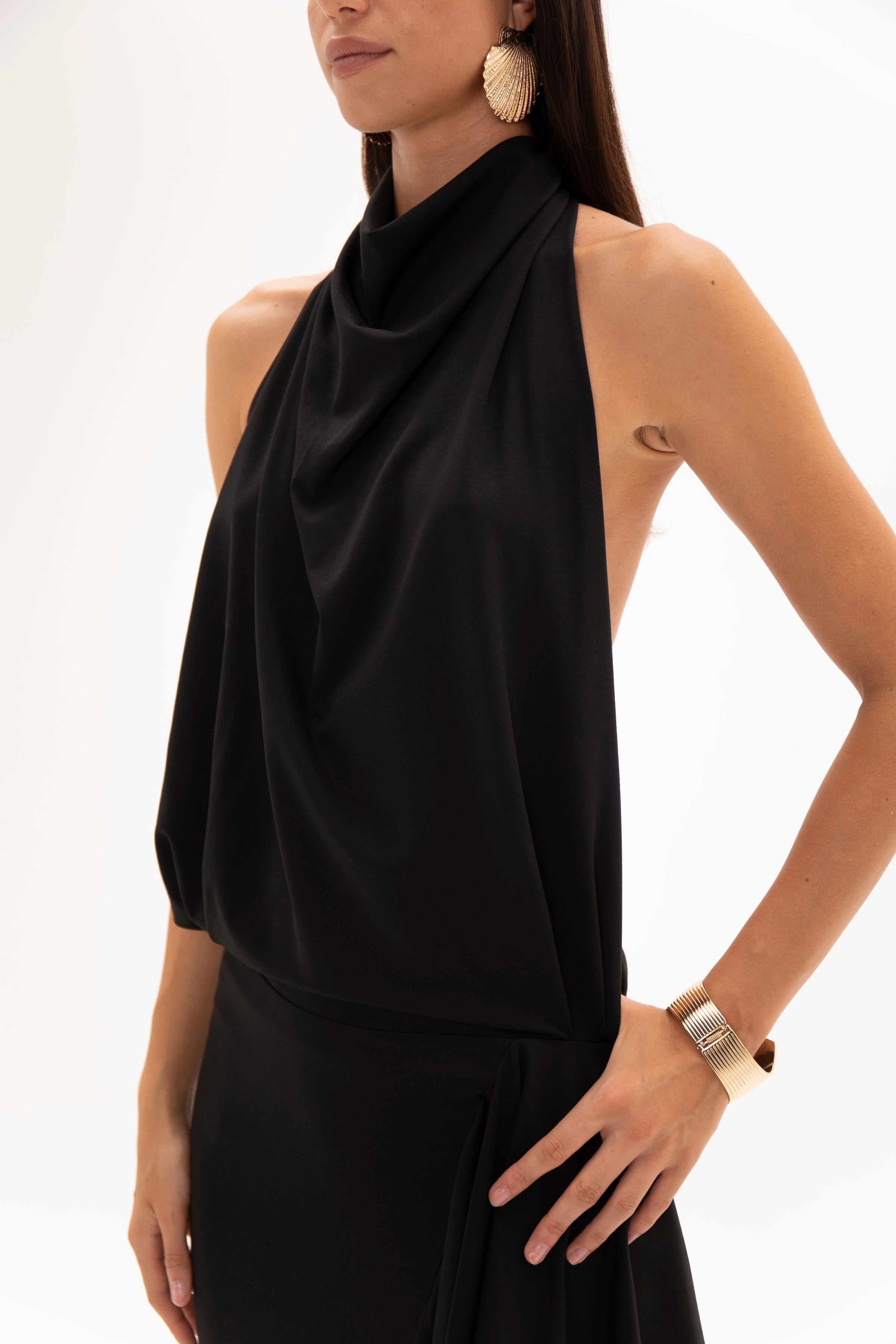 Open Back Hour Dress Black