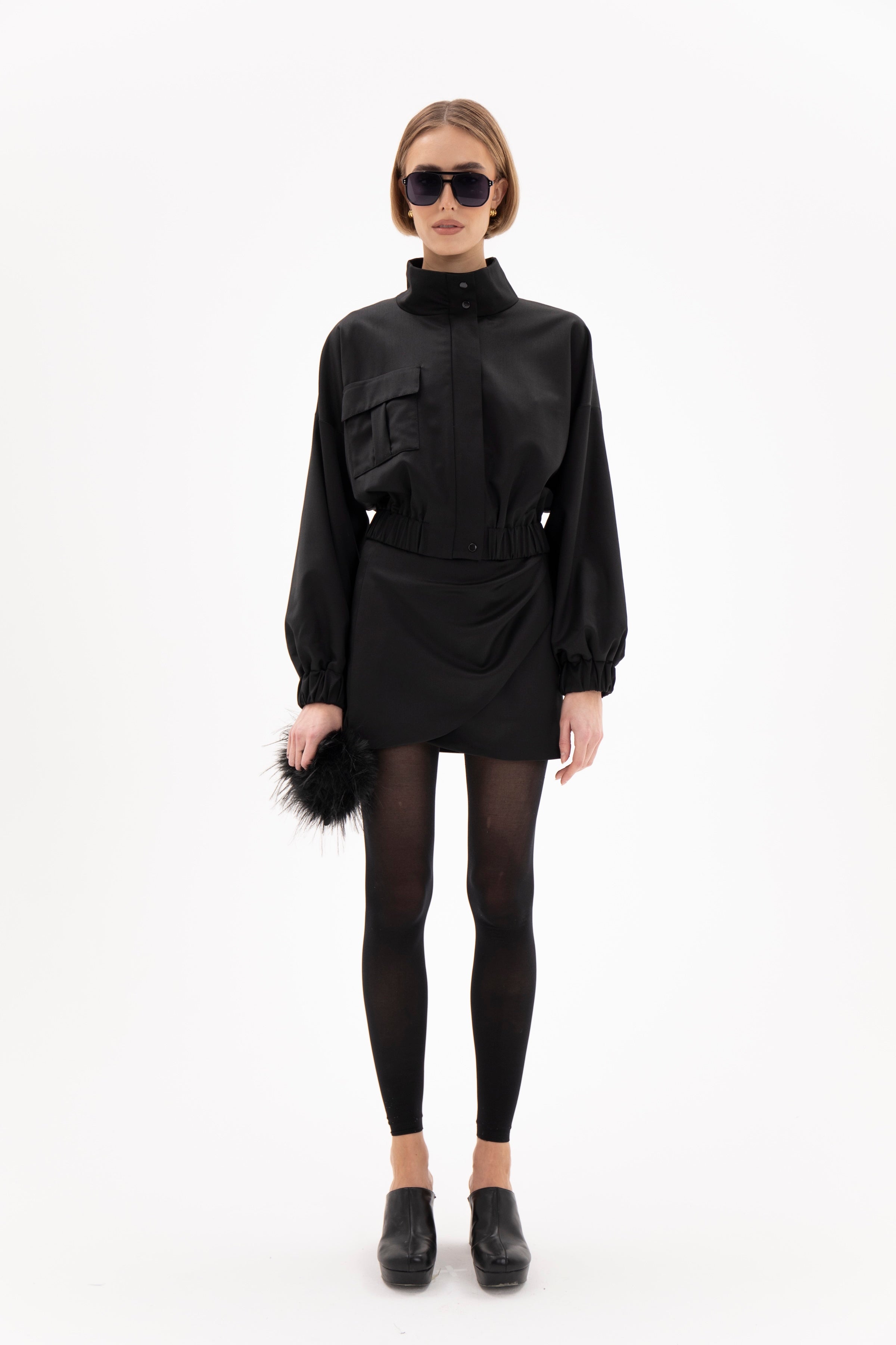 Noir Draped Mini Skirt Black