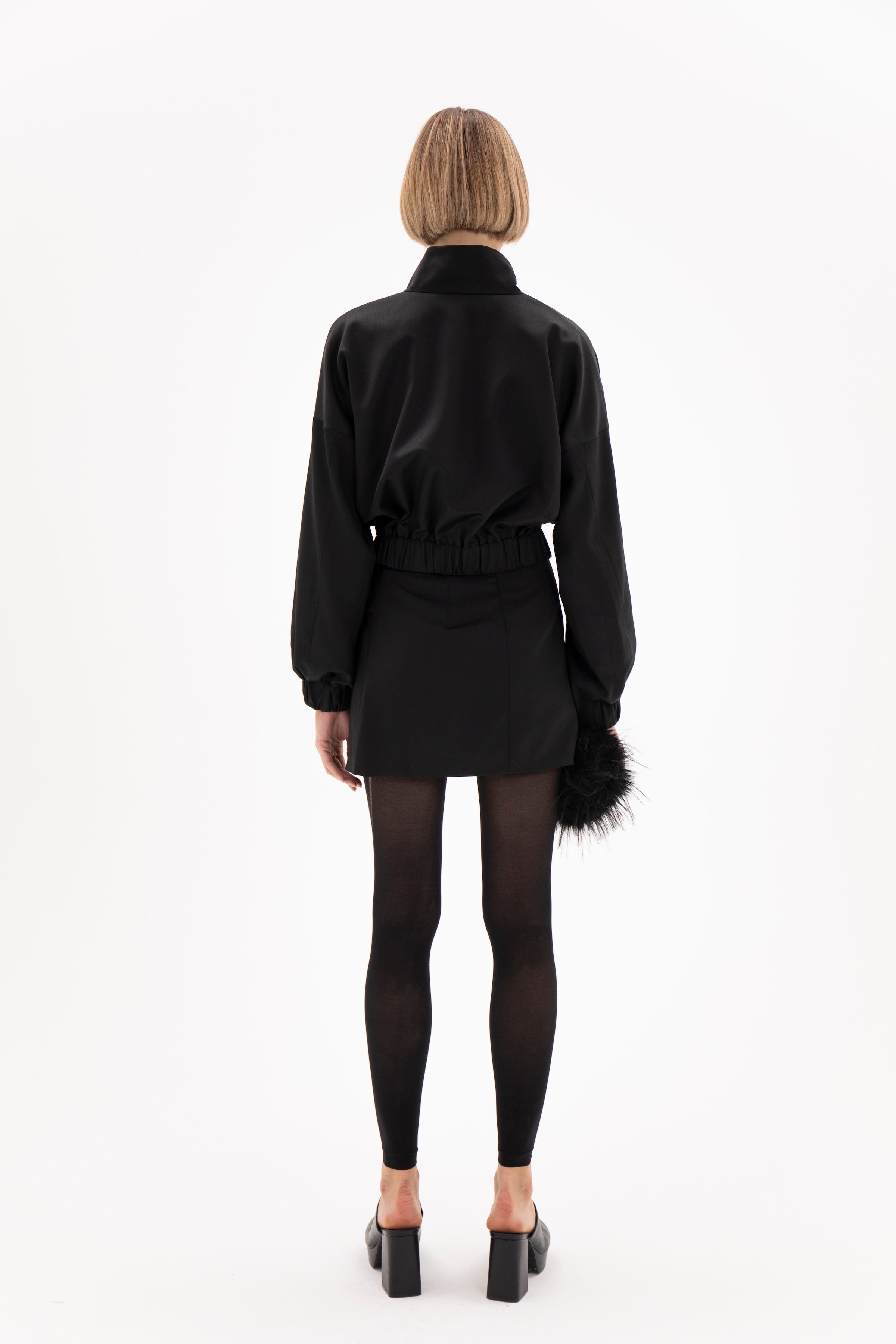 Noir Draped Mini Skirt Black