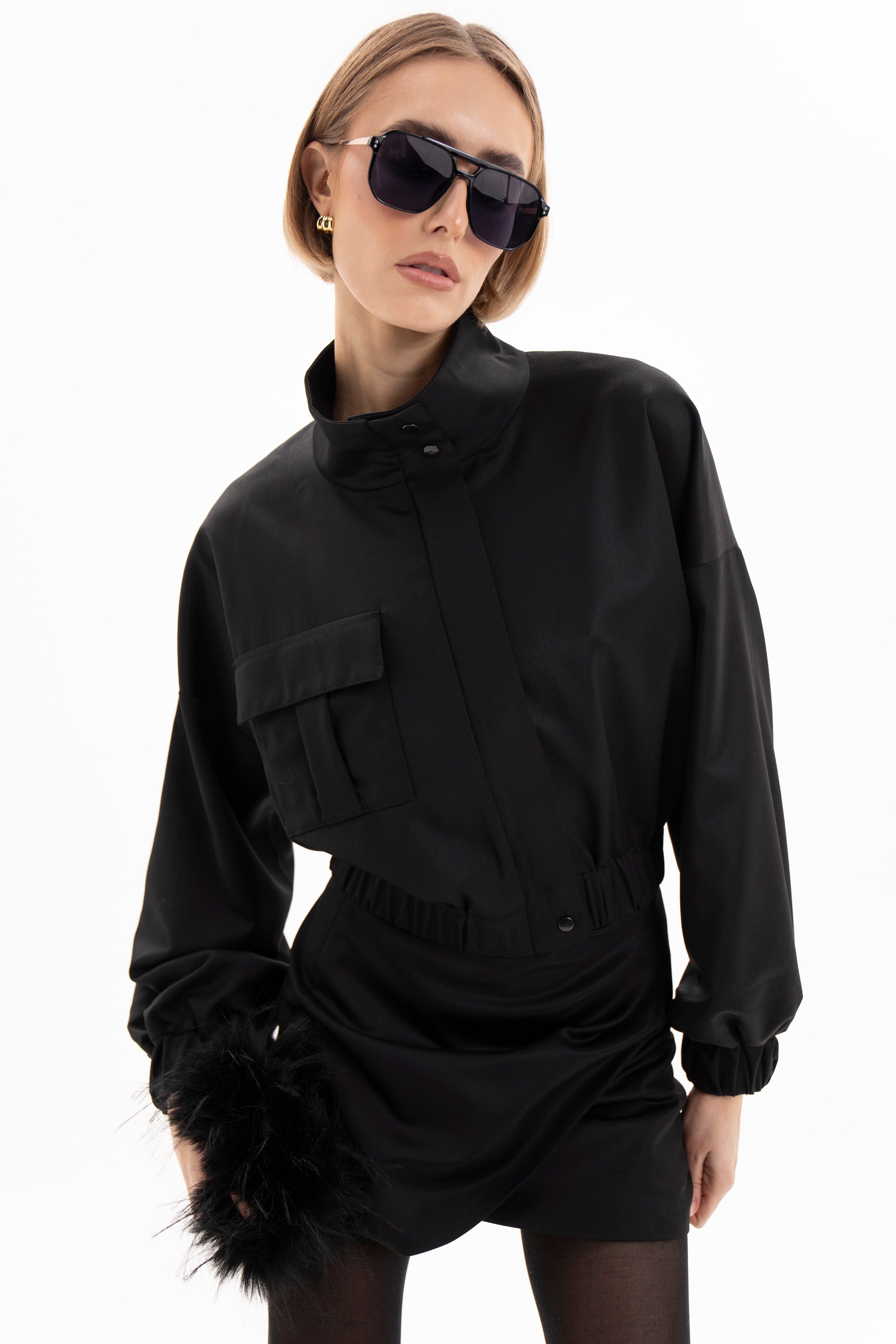 Noir Draped Mini Skirt Black