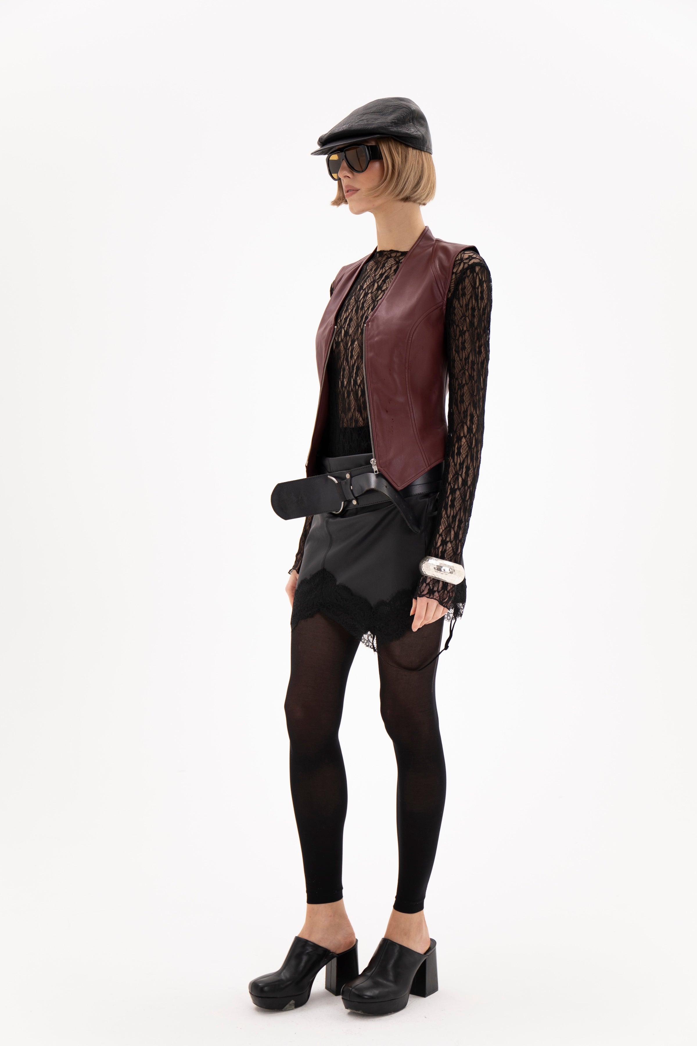 Epure Leather Vest Burgundy