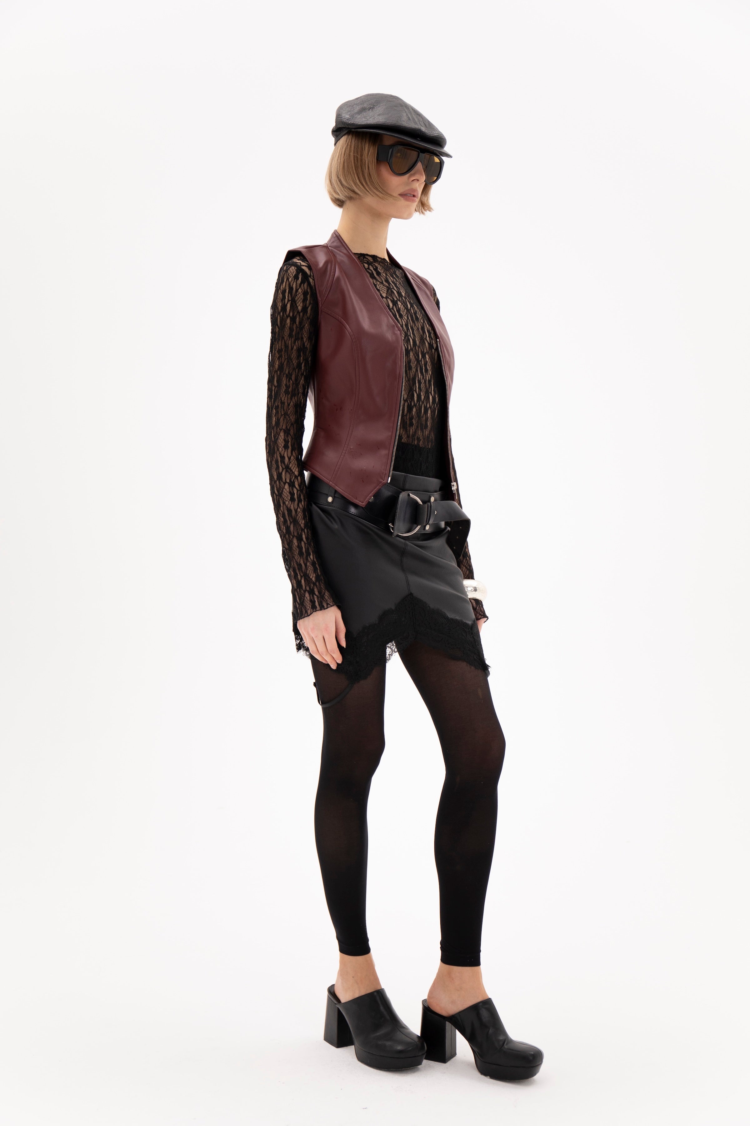 Epure Leather Vest Burgundy