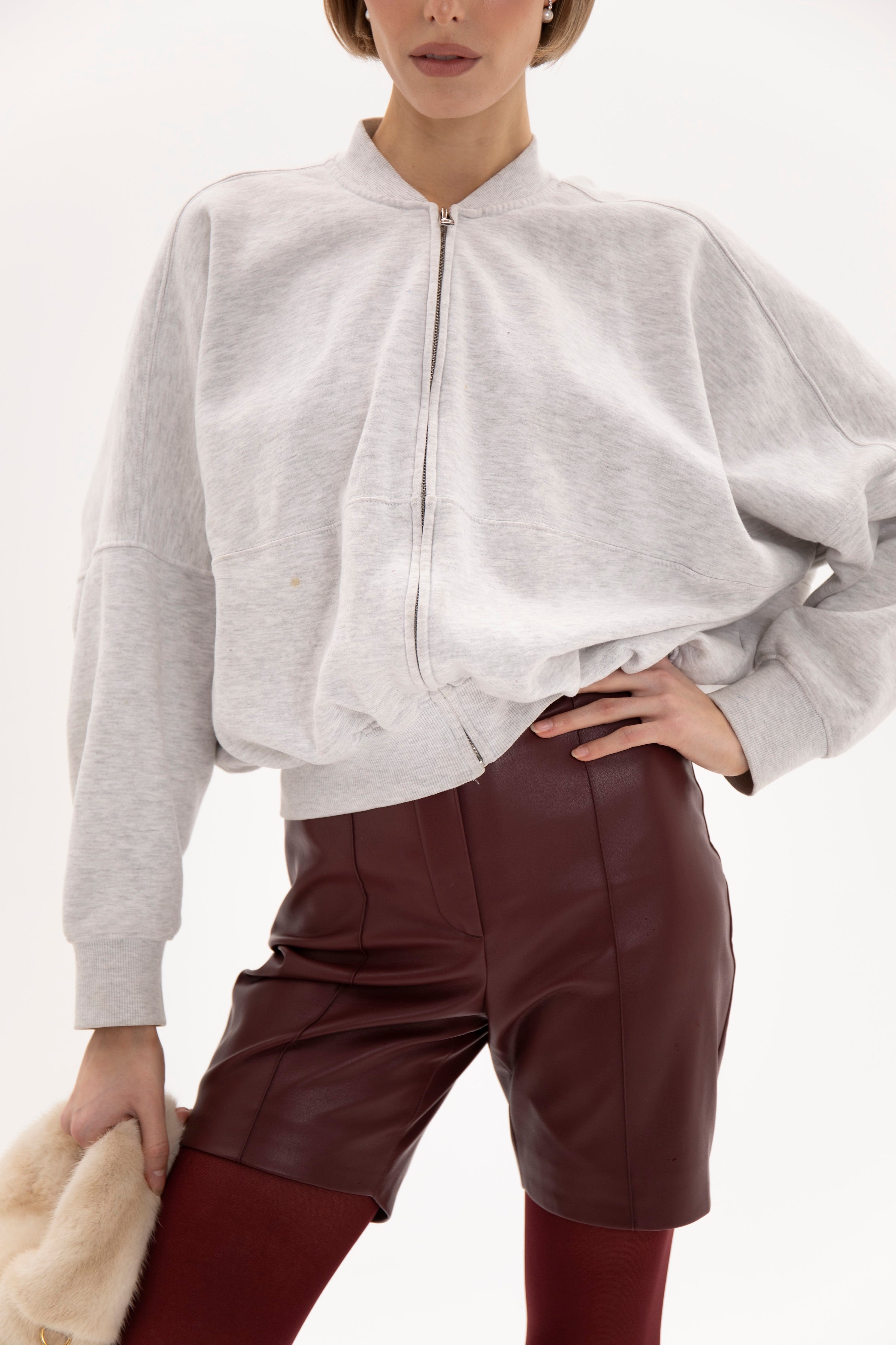 Ivory Tailored Shorts Burgundy