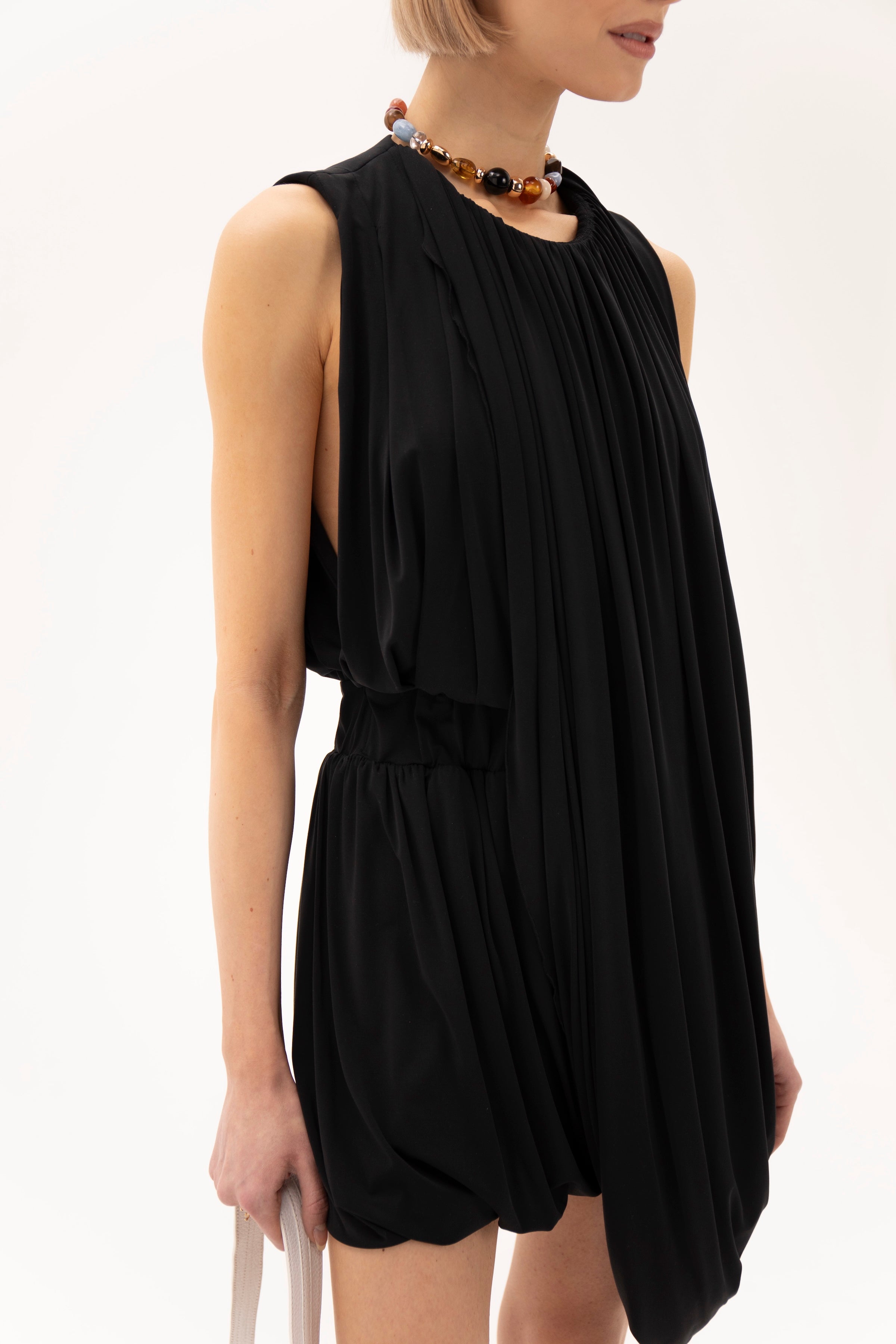Gathered Hour Dress Black