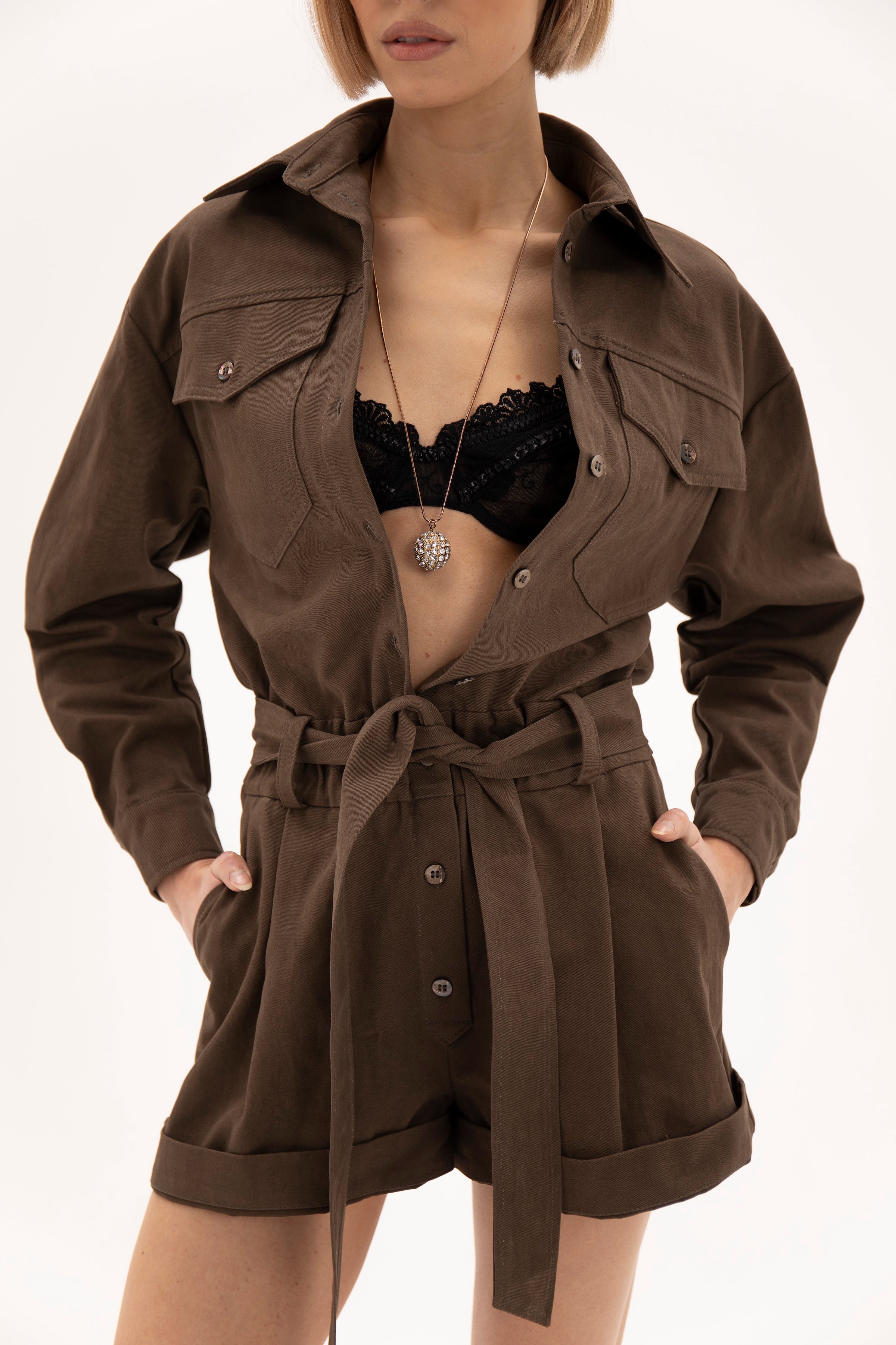 Open Form Jumpsuit Chocolate