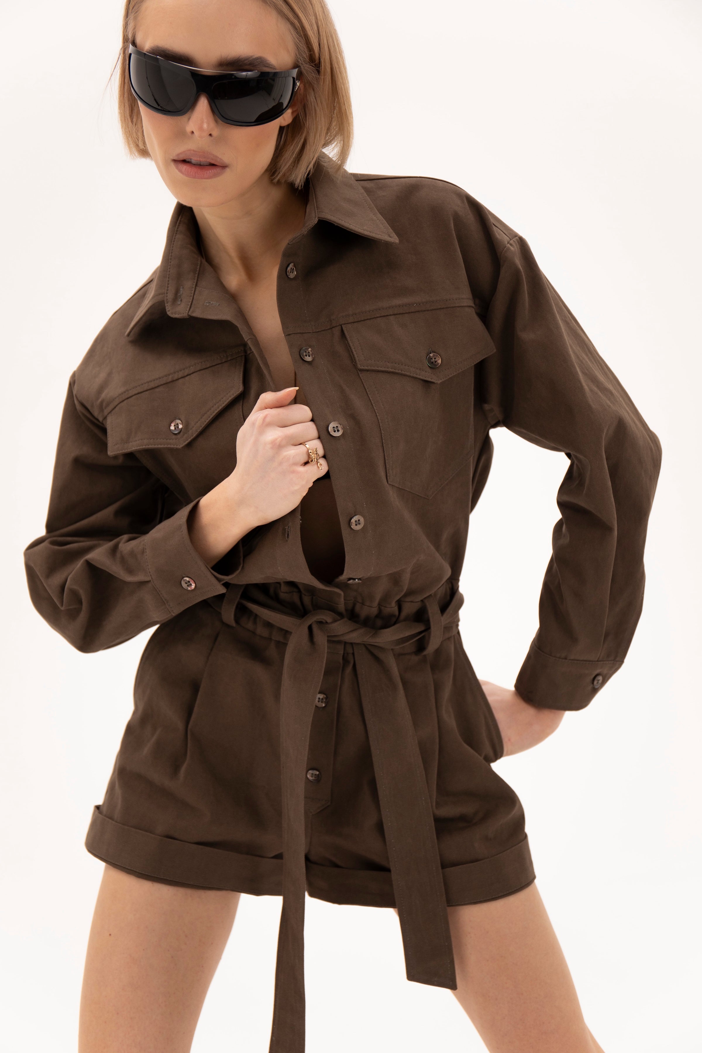 Open Form Jumpsuit Chocolate