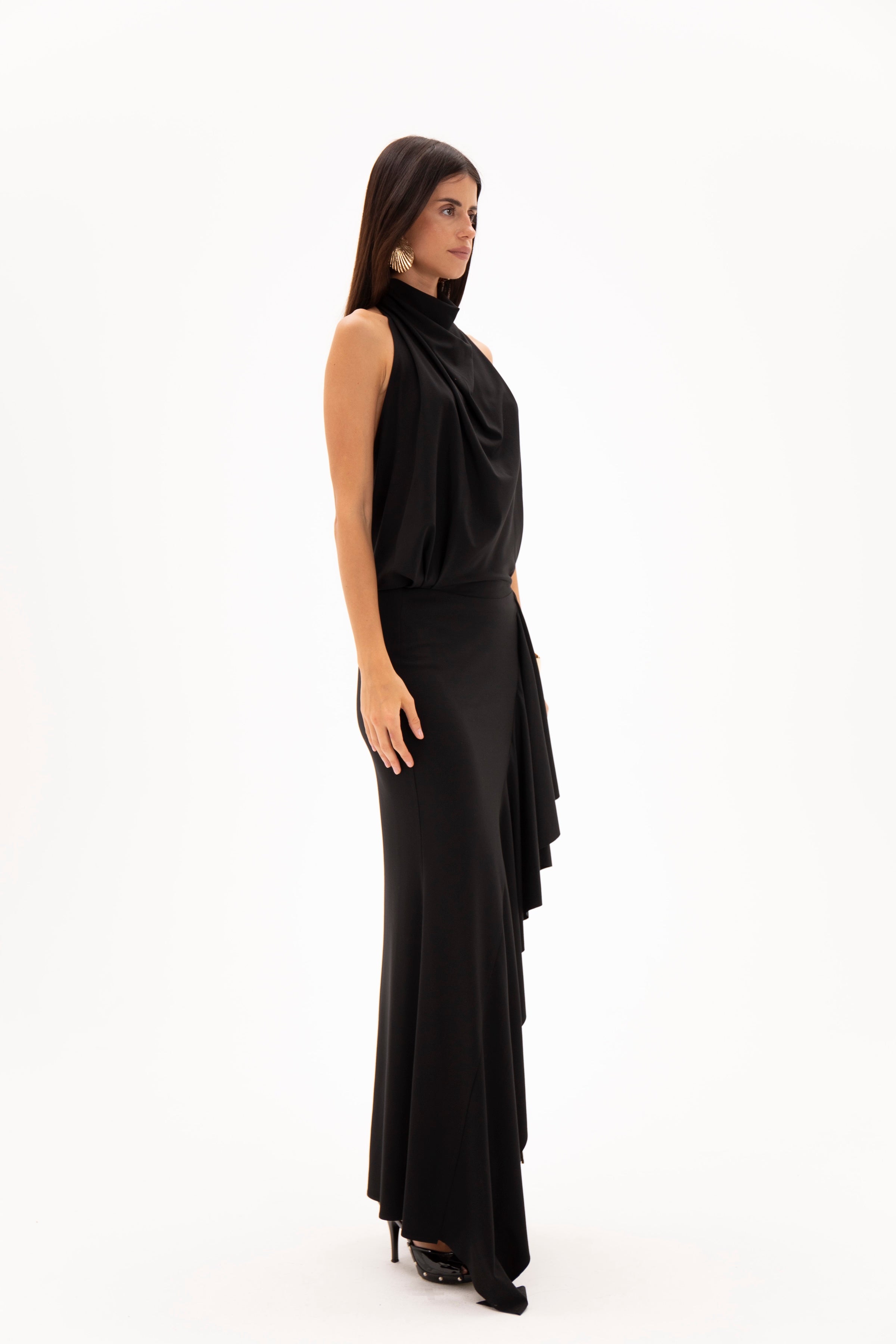 Open Back Hour Dress Black
