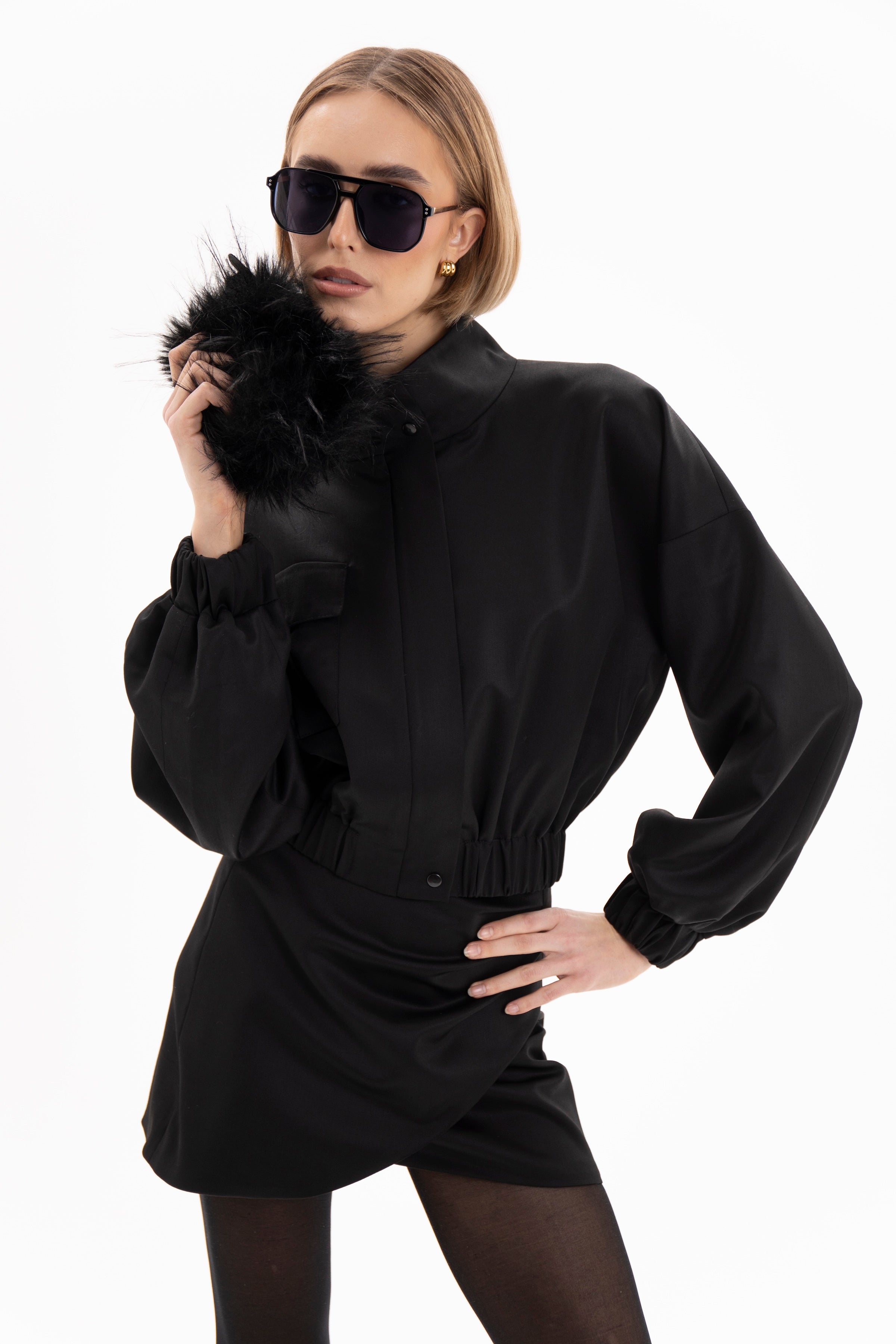 Noir Draped Mini Skirt Black