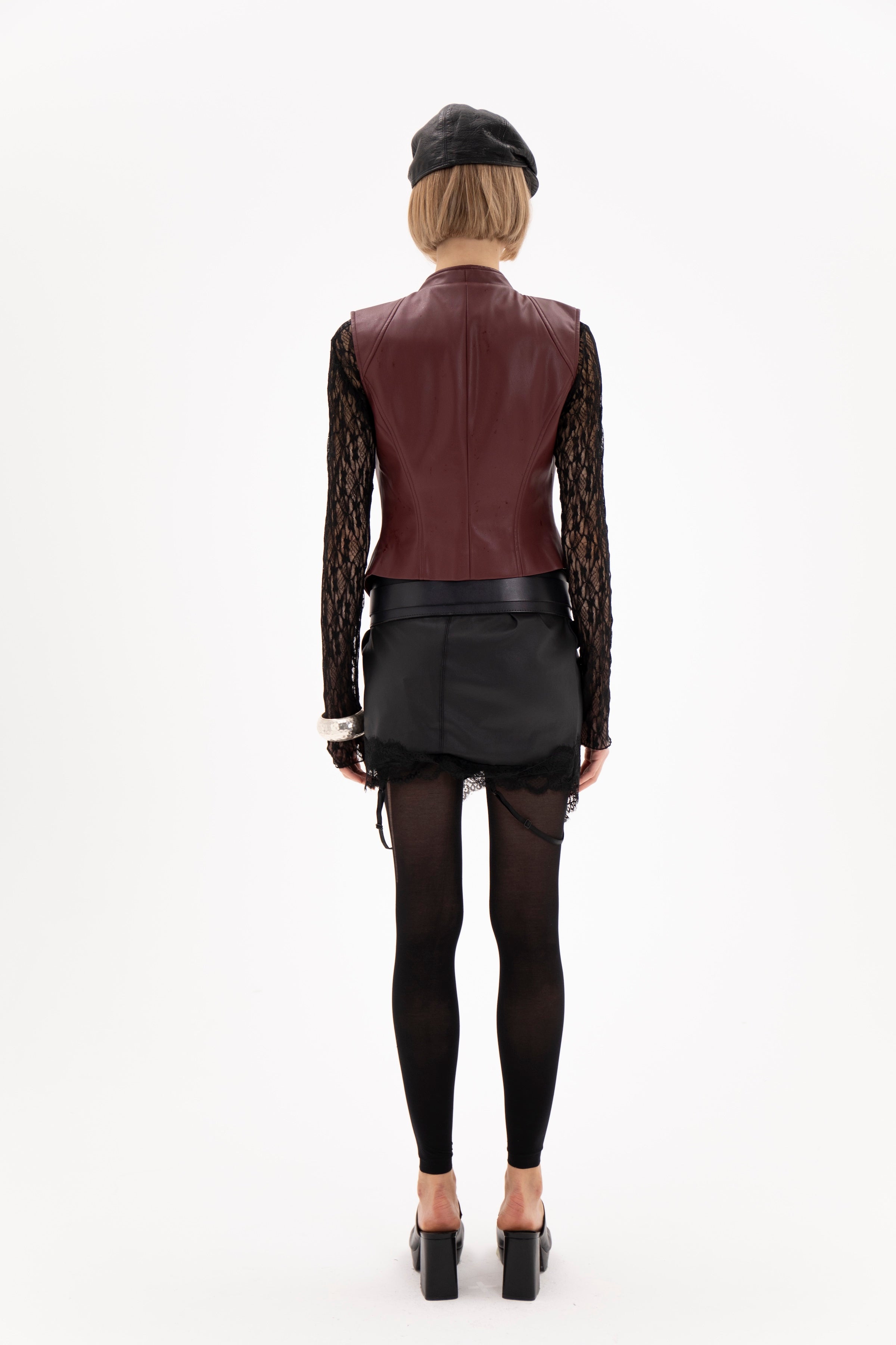 Epure Leather Vest Burgundy