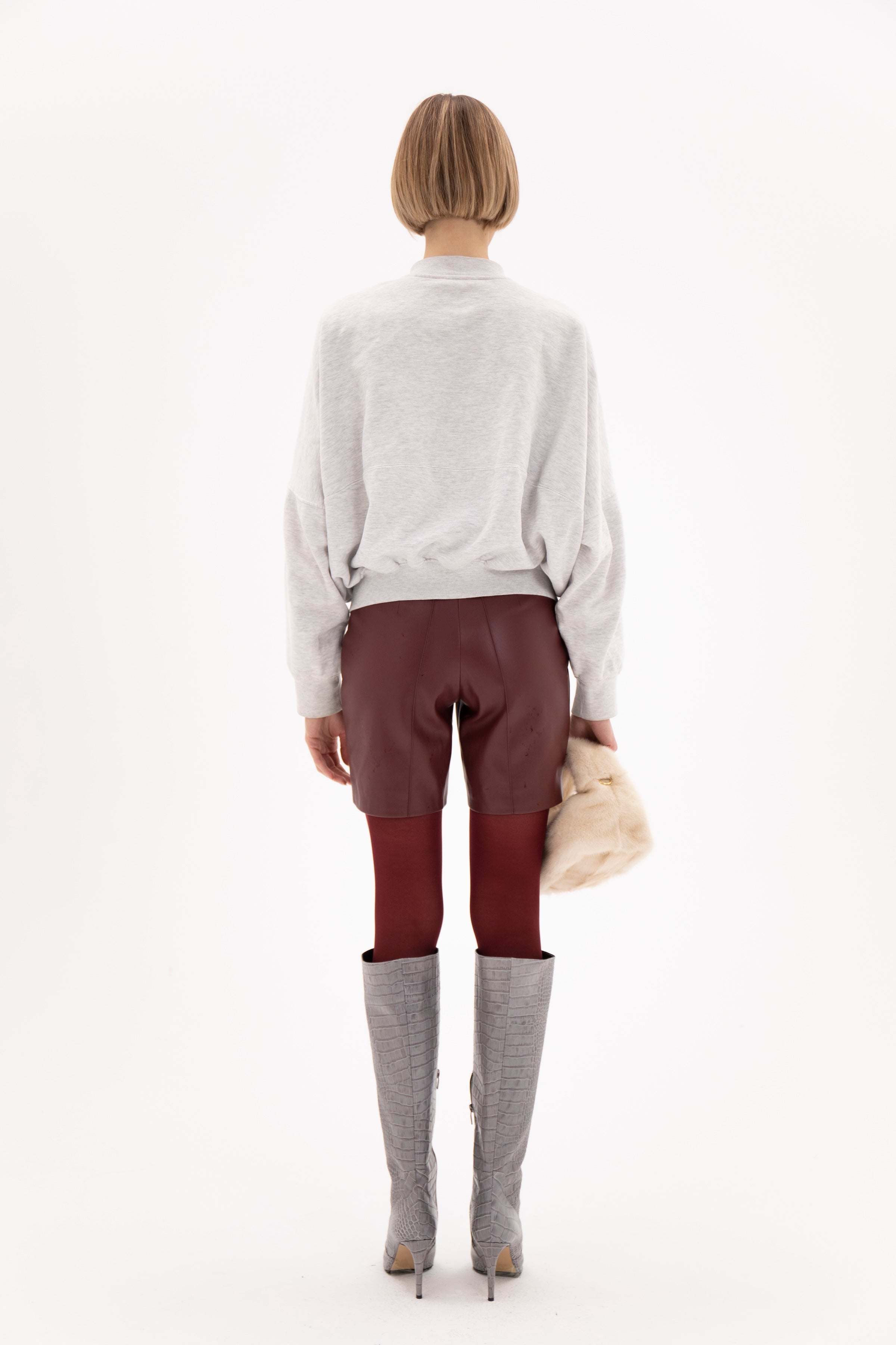 Ivory Tailored Shorts Burgundy