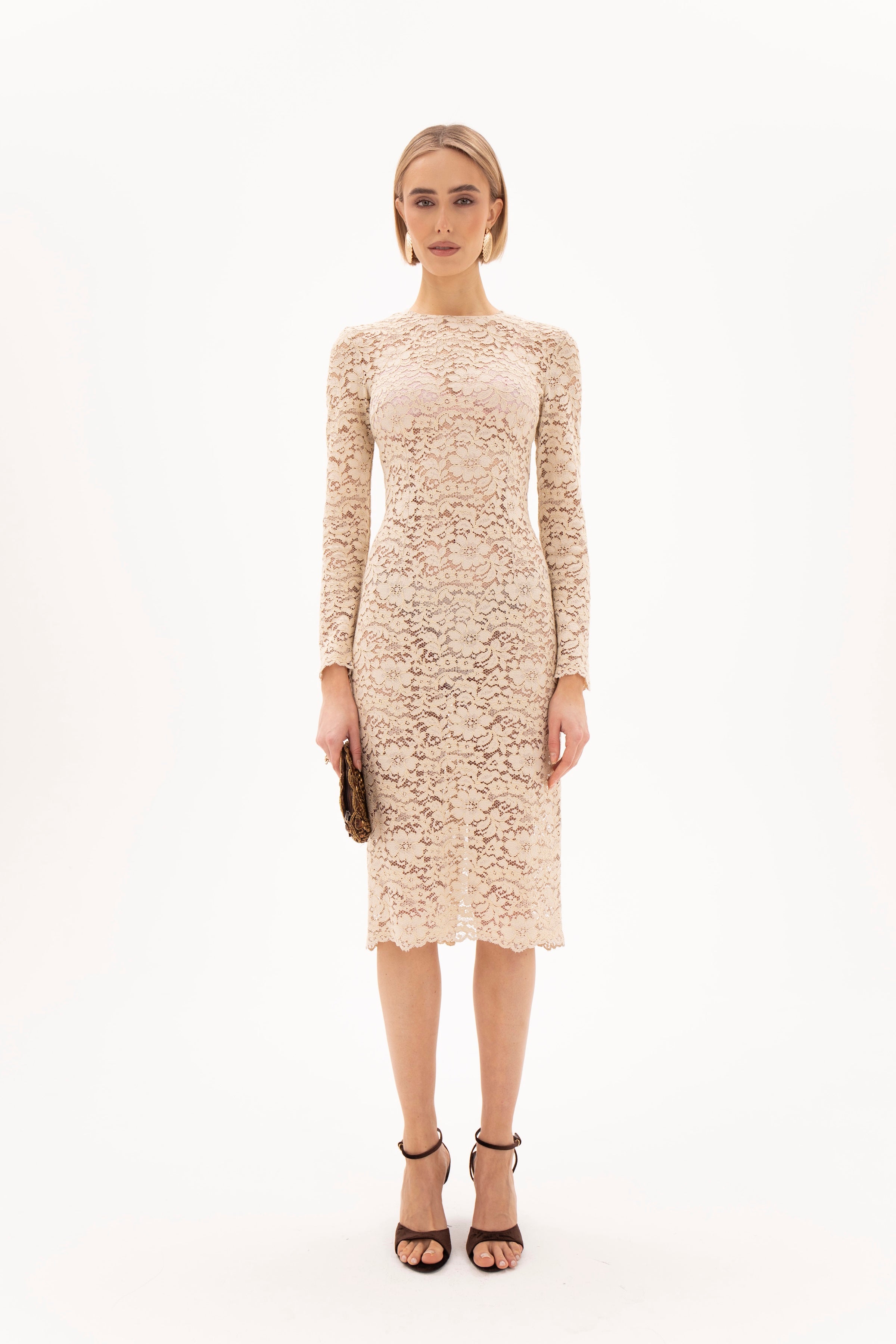 Whisper Lace Dress Nude
