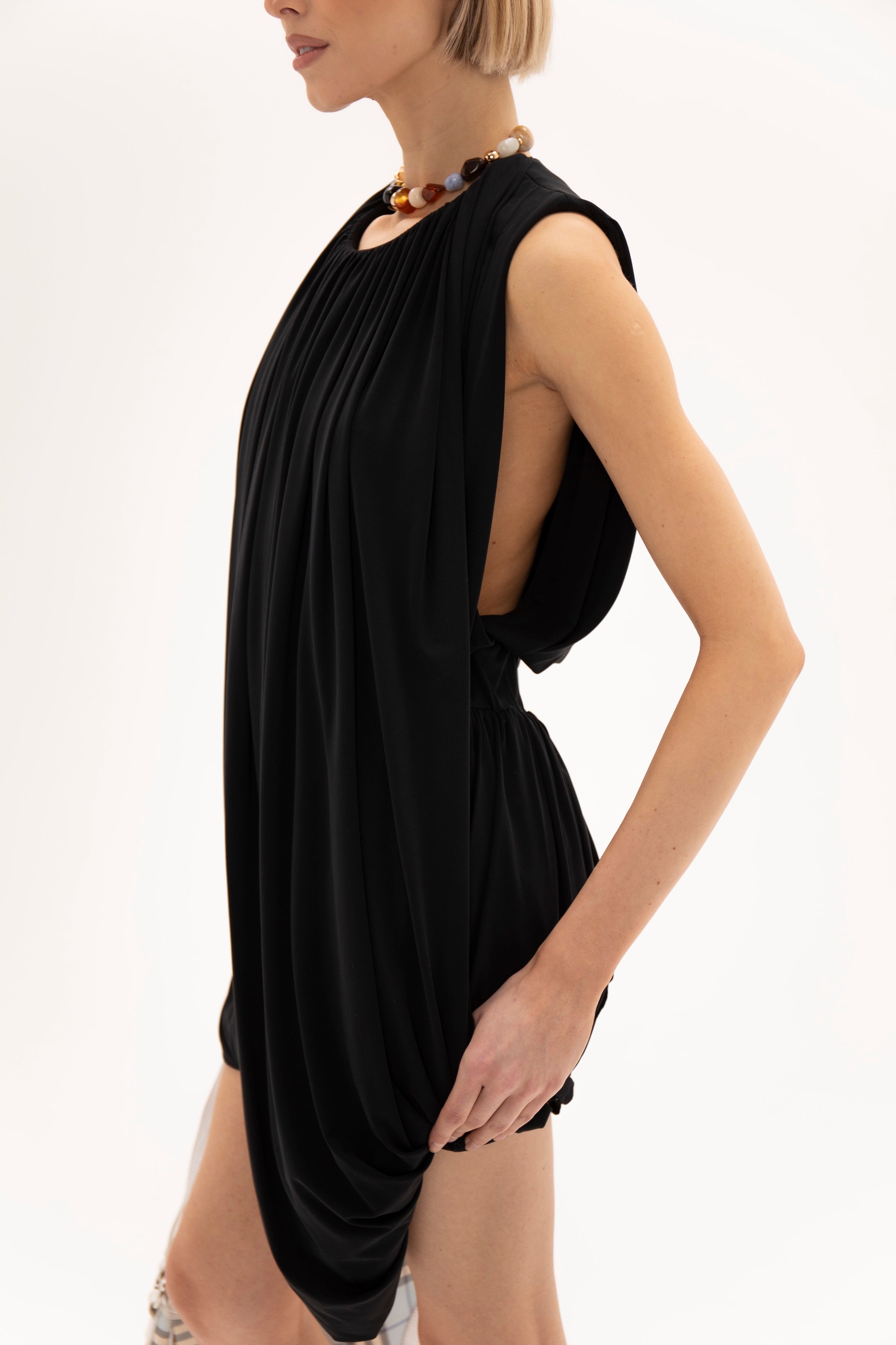 Gathered Hour Dress Black