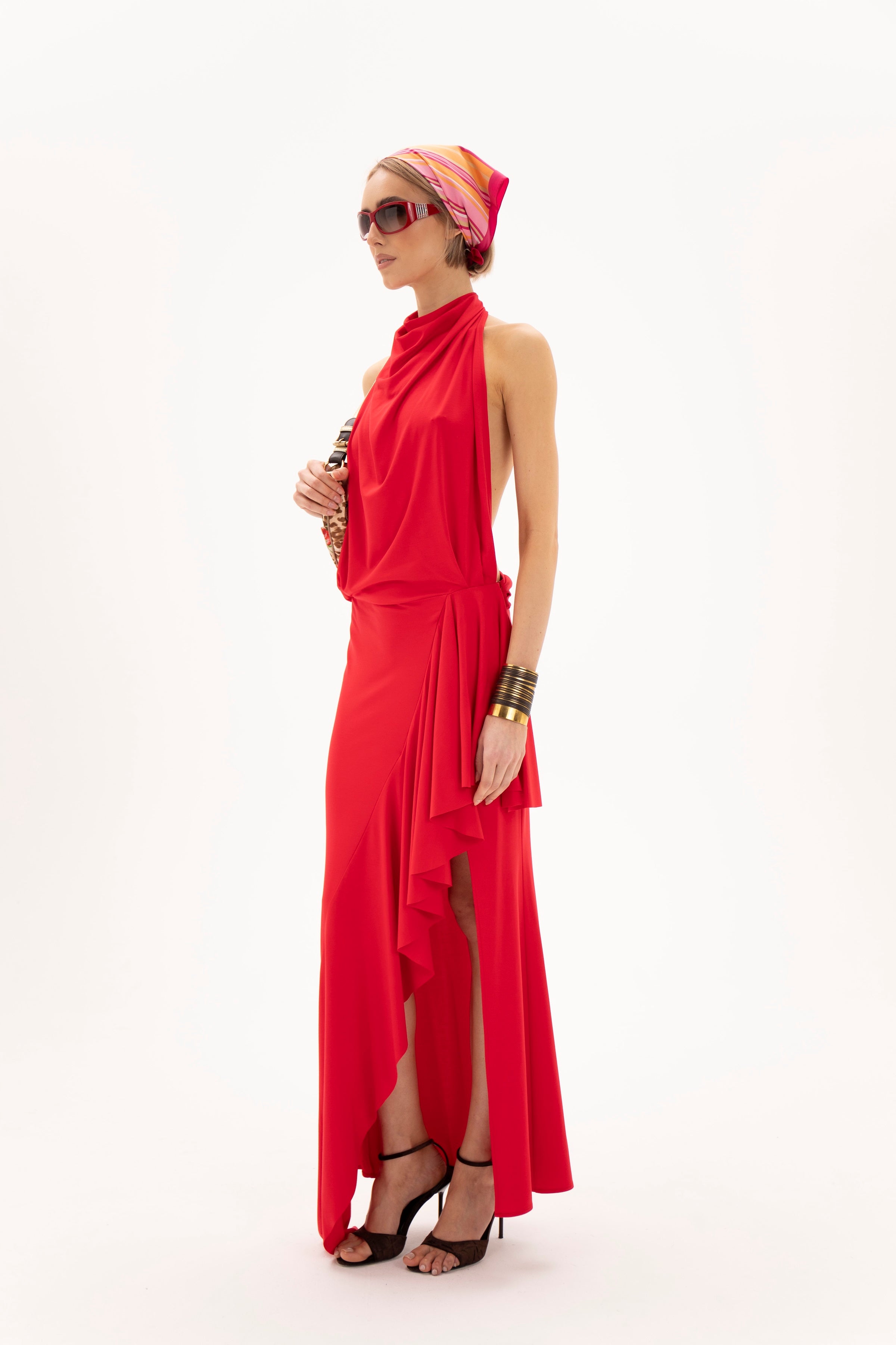 Open Back Hour Dress Red