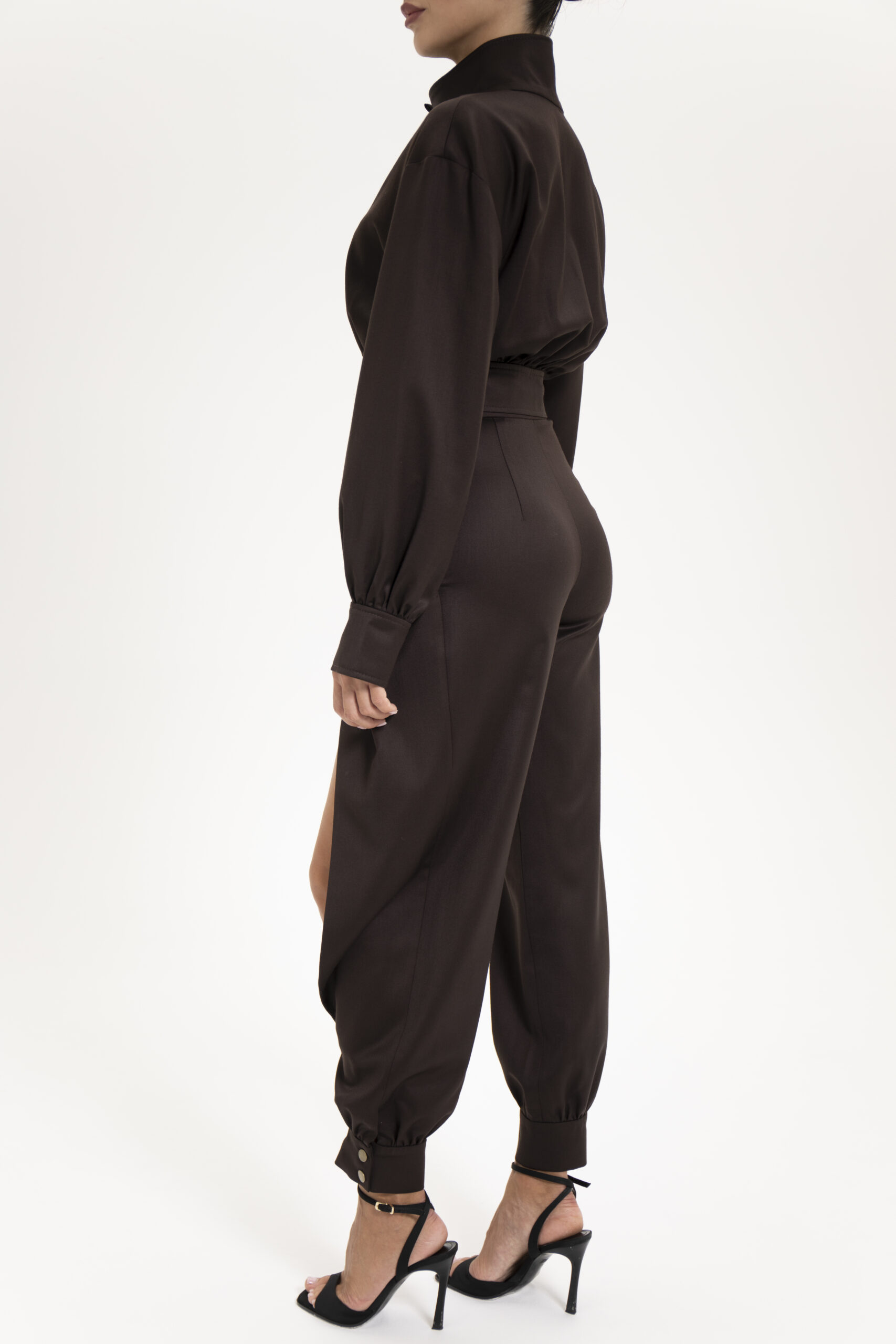 Noir Slit Trousers Chocolate - Image 2