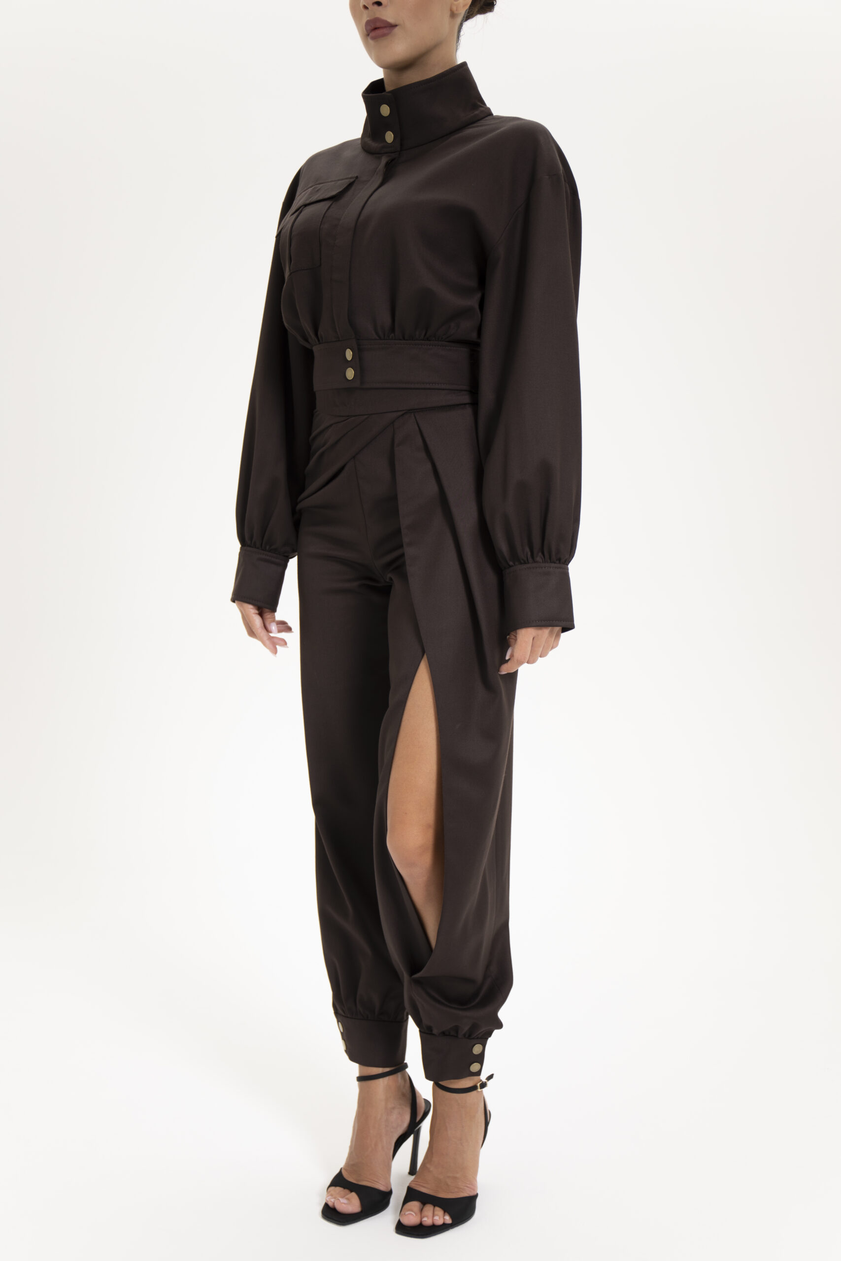 Noir Slit Trousers Chocolate - Image 4