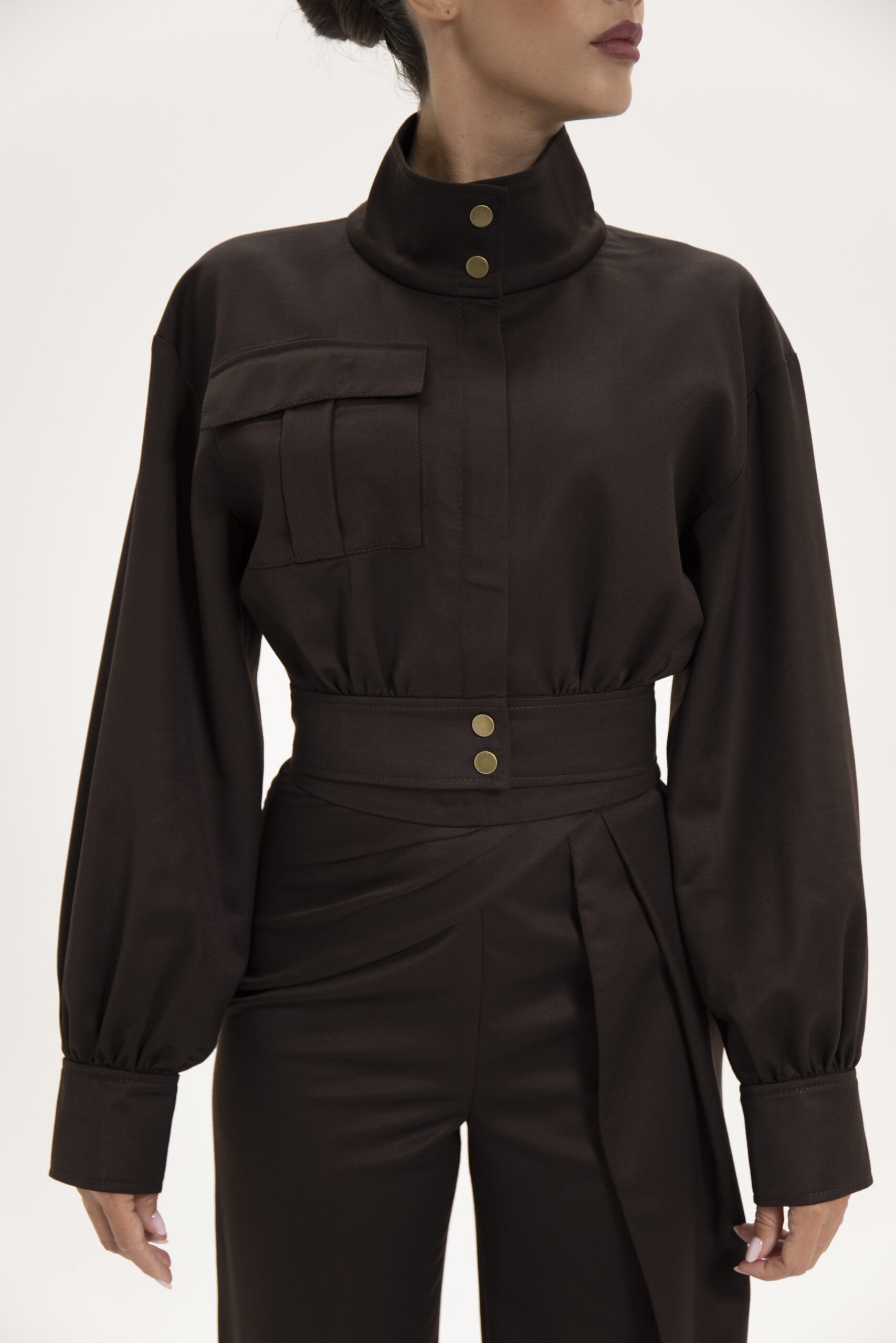 Military Chic Jacket Chocolate