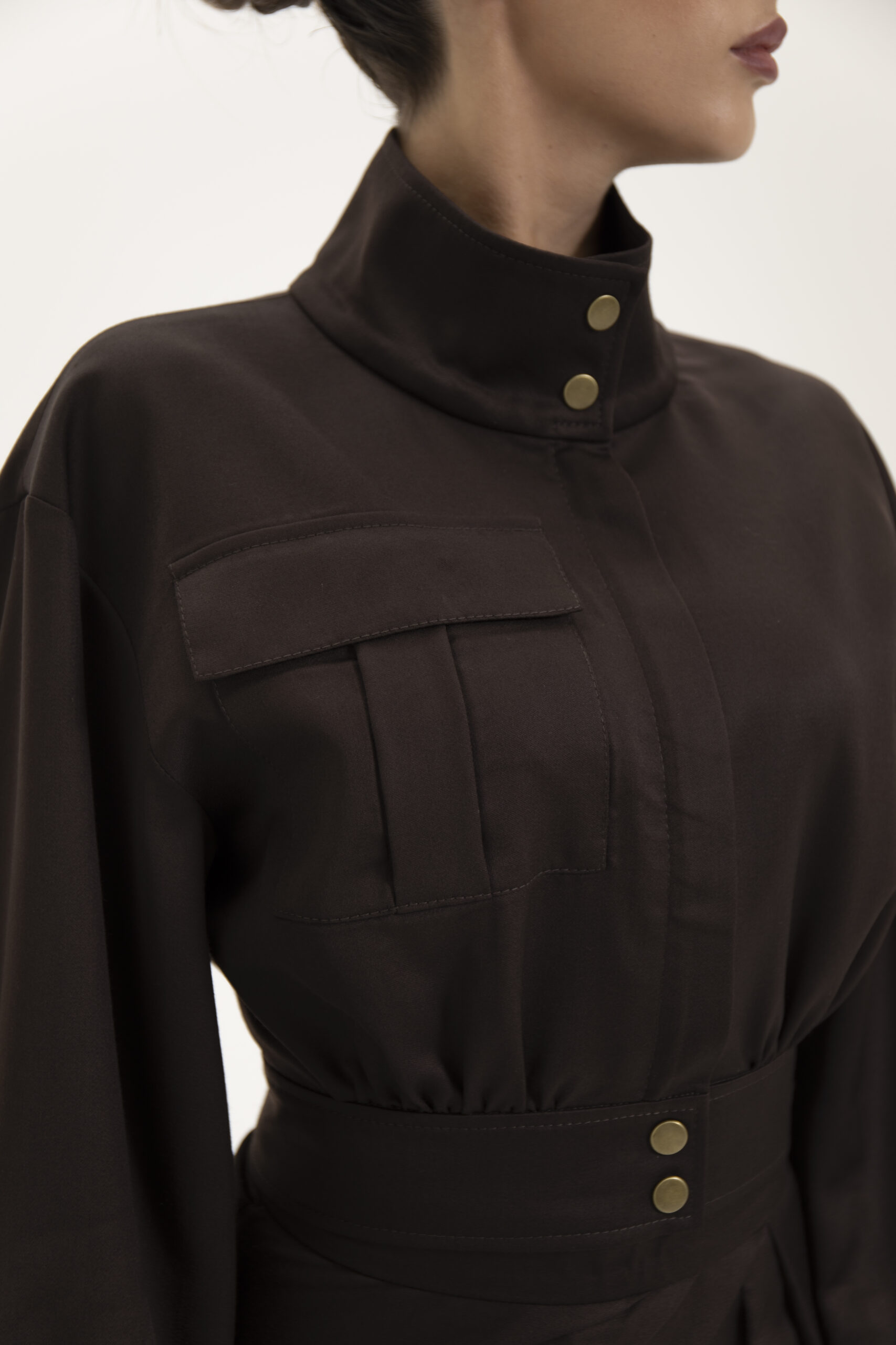 Military Chic Jacket Chocolate - Image 3